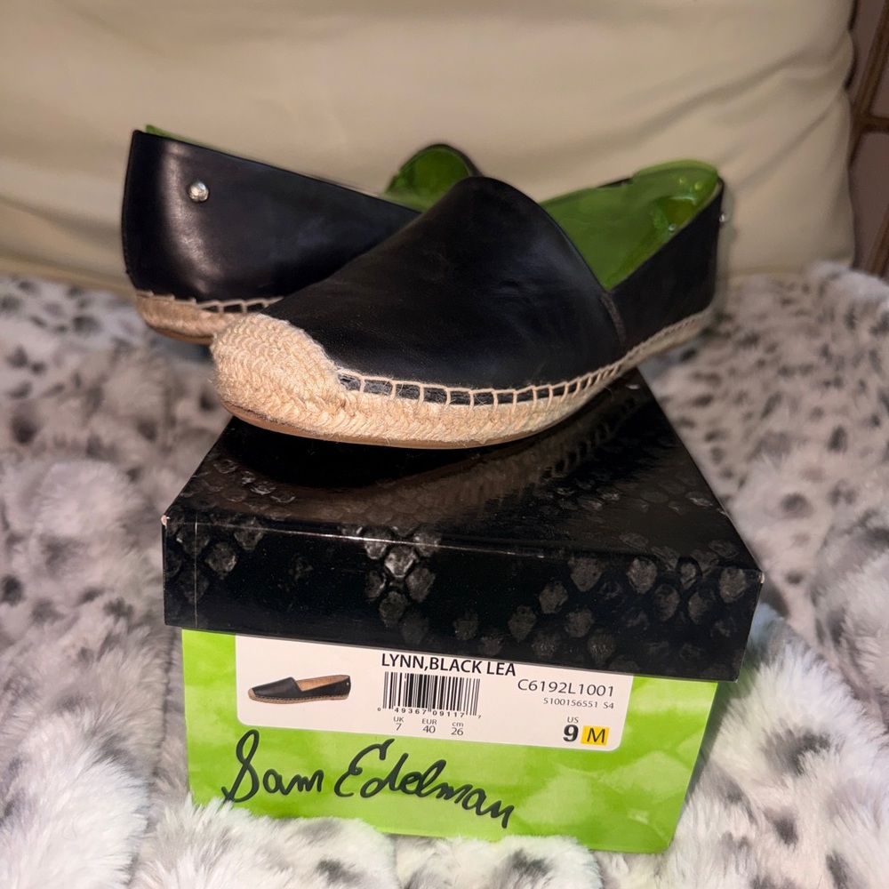 Sam Edelman Lynn Womens Loafer Flats Black Soft Leather Espadrille